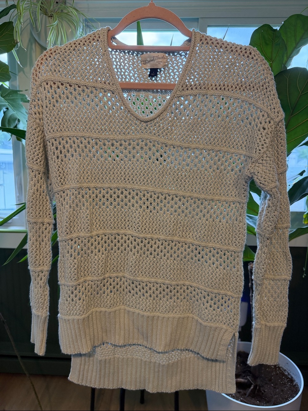 Universal Thread Open-Knit V-Neck Sweater in Light Blue